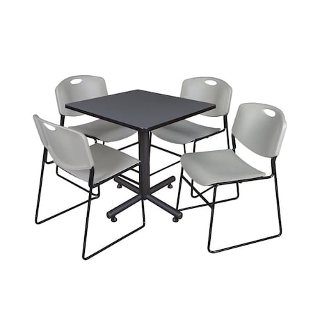Kobe Kobe Square Table & Chair Set, Wood, Metal, Polypropylene Top TKB3030GY44GY